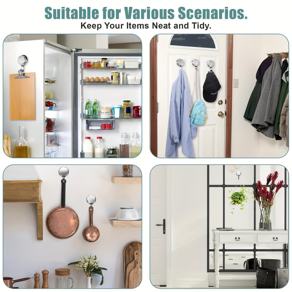 Klebehaken mit Saugnapf, Hochbelastbare Handtuchhaken zur Wandaufhängung an Duschtüren, Silberfarbene, verchromte Kunststoff-Wandhaken für Badezimmer, Küche