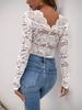 2026 New European & American V-neck Lace Bodysuit: Sexy, Long Sleeve, Slim-fit Autumn Wear for Women