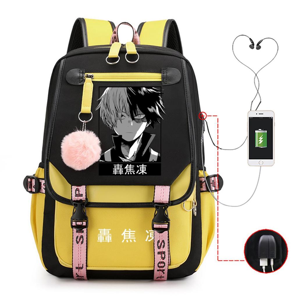 Casual schoolbag animation my hero academy peripheral printing large capacity junior high school students USB backpack