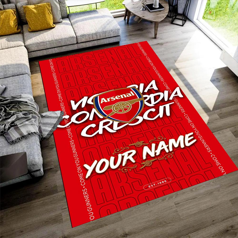Arsenal F.c. Personalized Name Area Rug Perfect for Dormitory Dining Room Bedrooms Playrooms Antislip Carpet Decorate Offices