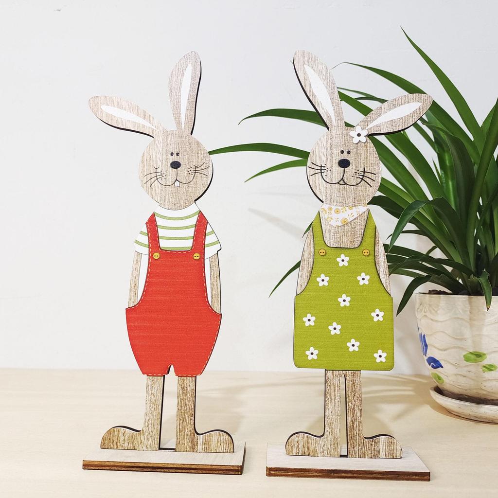 Easter Bunny Painted Wooden Desk Ornament