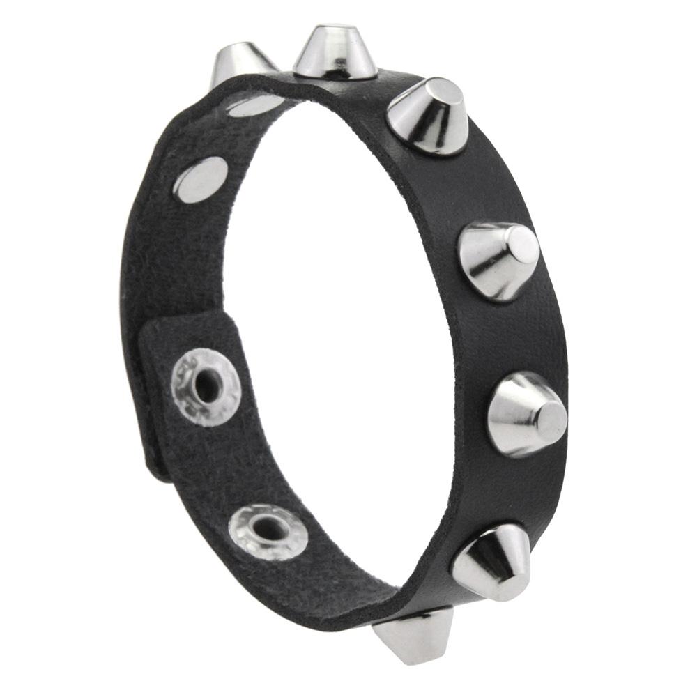 Gothic Punk Hip Hop Rock Spike Rivet Stud PU Leather Wristband Bracelet Bangle