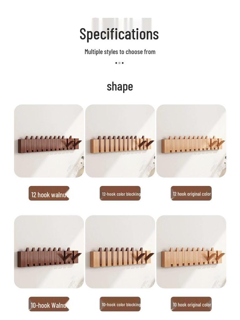 Solid Wood No-Drill Coat Hook & Wall Art for Entryway