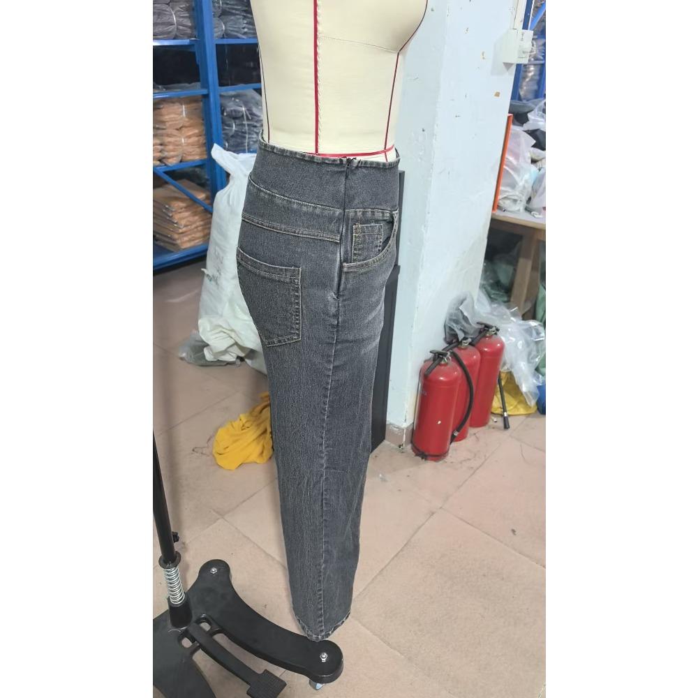 Women Baggy Jeans Streetwear High Waist Wide Leg Denim Pants Retro Elastic Waist Blue Loose Female Trousers