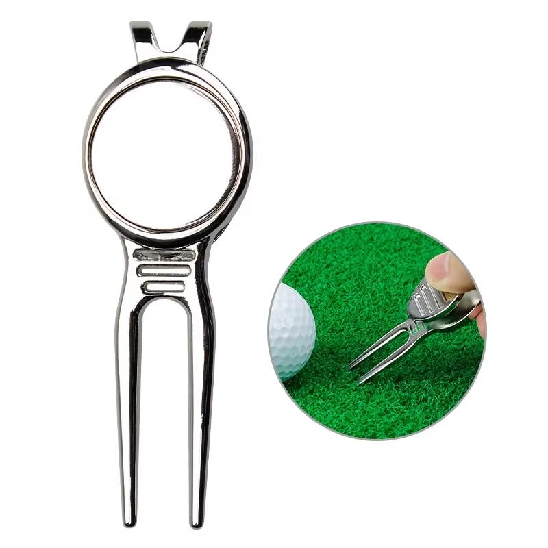 

Golf Divot Tool Premium Metal Golf Green Fork Magnetic Perfect Golf Gift for Accessories One Size серебряный