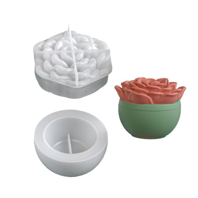 Flower Silicone Mold For Handmade Candle Cup Storage Jar Crafting Projects Flexible Reusable Succulent Planter Mould