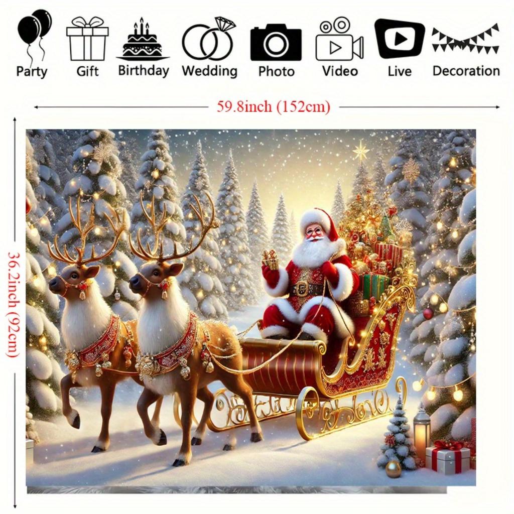 1Pc Christmas Festive Scene Tapestry Wall Hanging, Decorative Fabric Poster for Bedroom, Living Room, Dorm & Home Decor