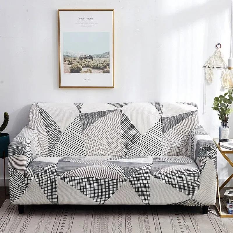 Multi-Person Sofa Cover Set All Include Dust-Proof Set Pillowcase Household Elastic Anti-Slip Sofa Cover Fashion Printing Design