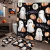 Arttohalloween Pumpkin Bathroom Set With Shower Curtain And Rugs And Accessories, Fun Ghost Black Shower Curtain Set, Spooky