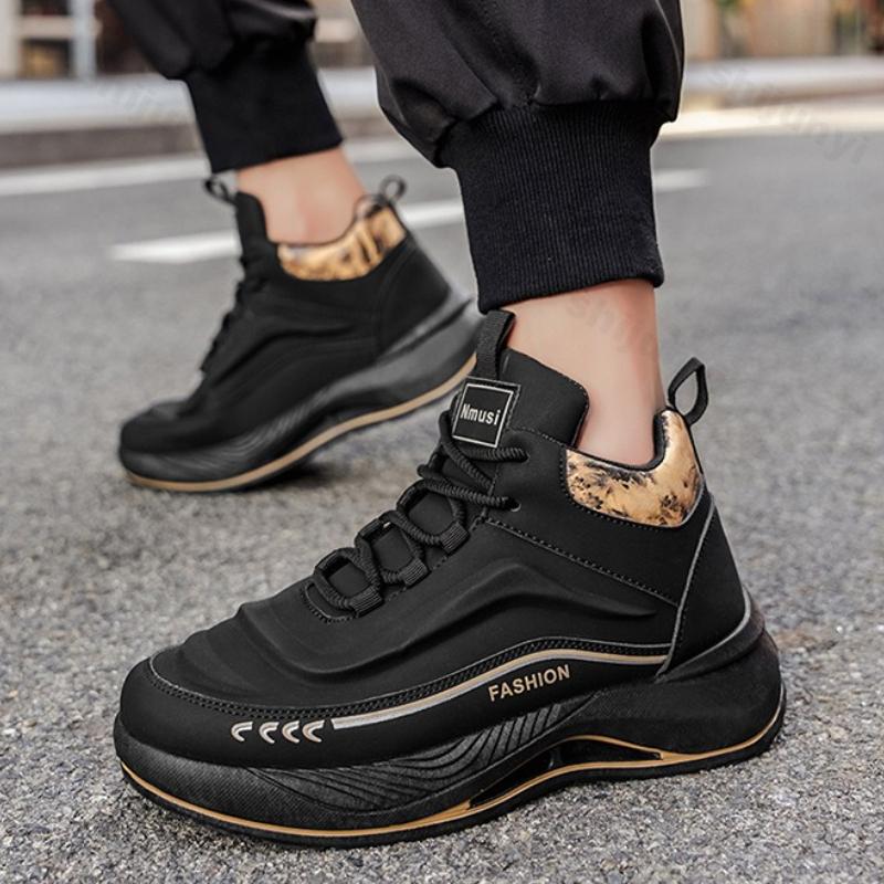 Men's High Top Sneakers Autumn Trend Comfort Wear-resistant Platform Casual Shoes Height Increase Lace Up Non Slip Running Shoes