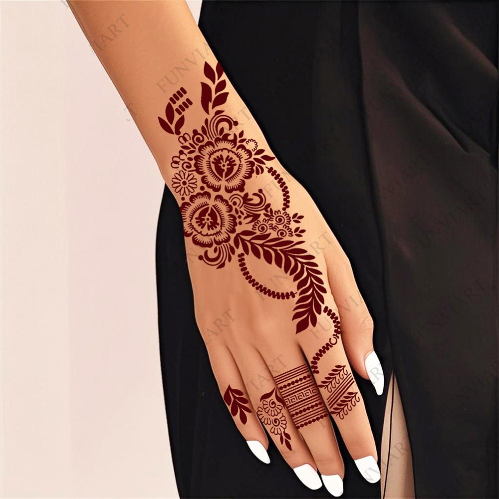 Hollow Tattoo Stencil Hand Painted Indian Henna Body Painting Tattoo Template Tattoo Stencil Stickers Festival Makeup Tool
