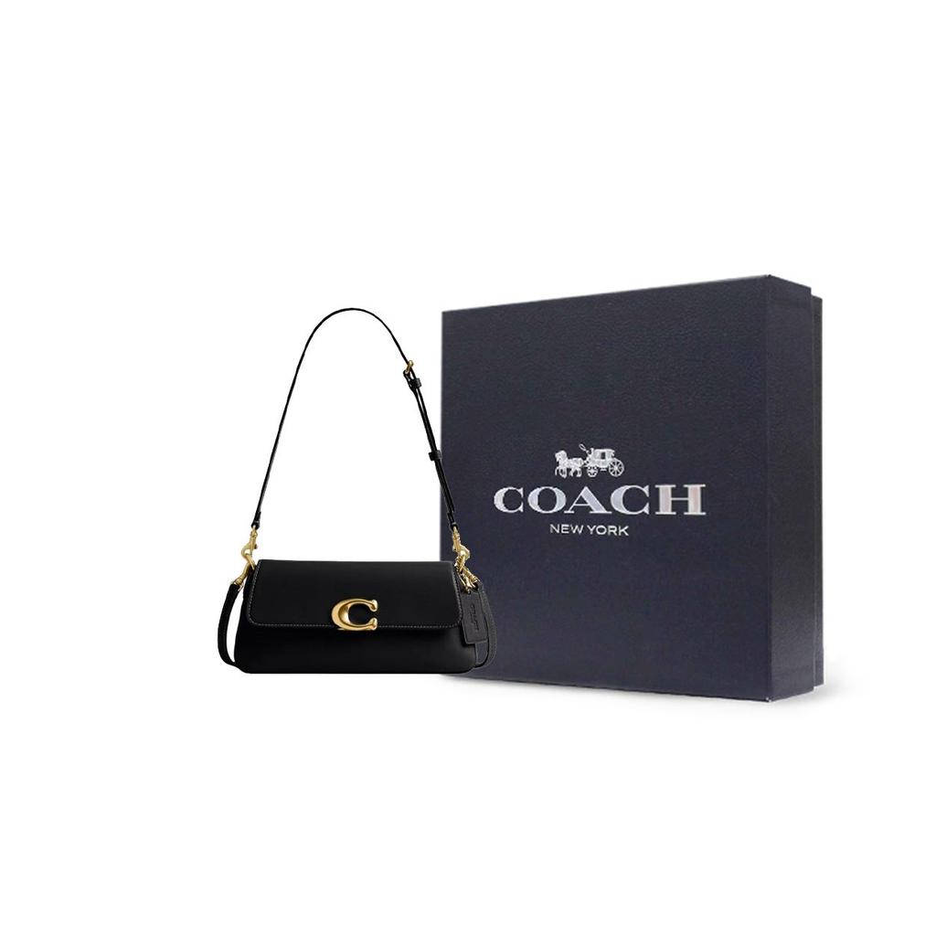 Coach Jet 25 Logo Leather Tote Crossbody Shoulder Bag Medium Women bags Black CAM16-B4BK