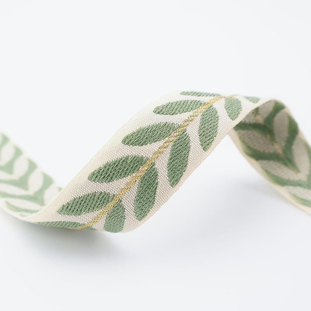 Embroidered Leaf Embroidered Trim Ribbon Satin - Multi-Color Options Decorative Ribbon Fabric 0.91 Meter Pack for DIY Sewing Craft