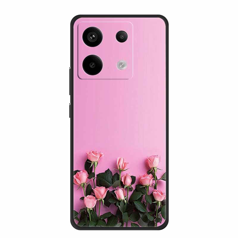 For Redmi Note 13 pro Case Pink Phone Case Fashion Silicone TPU Soft Back Cover Redmi Note 13 Pro Flower Capa 6.67" Cats Coque