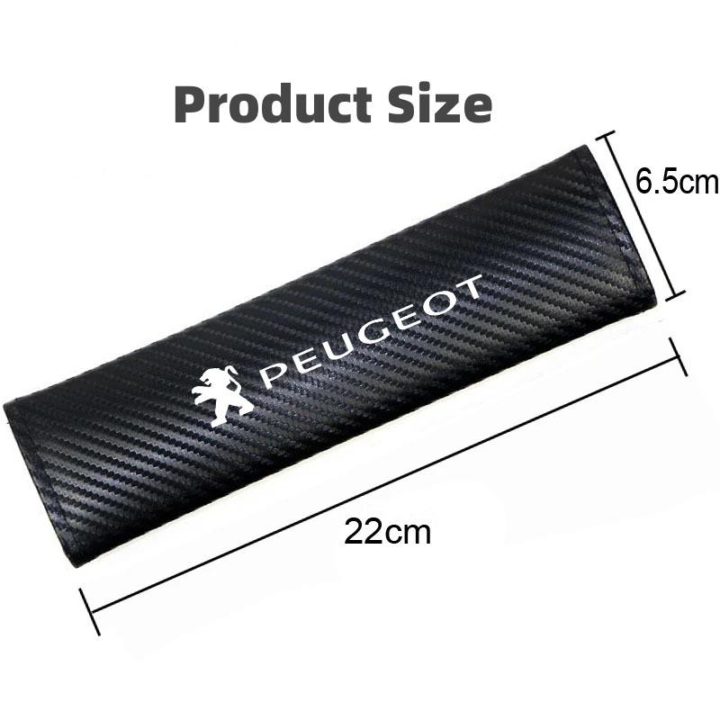 2Pcs Car Carbon Fiber Seat Belt Cover Shoulder Pad Auto W Badge Accessories for Peugeot 206 108 308 207 307 301 106 408 607 107