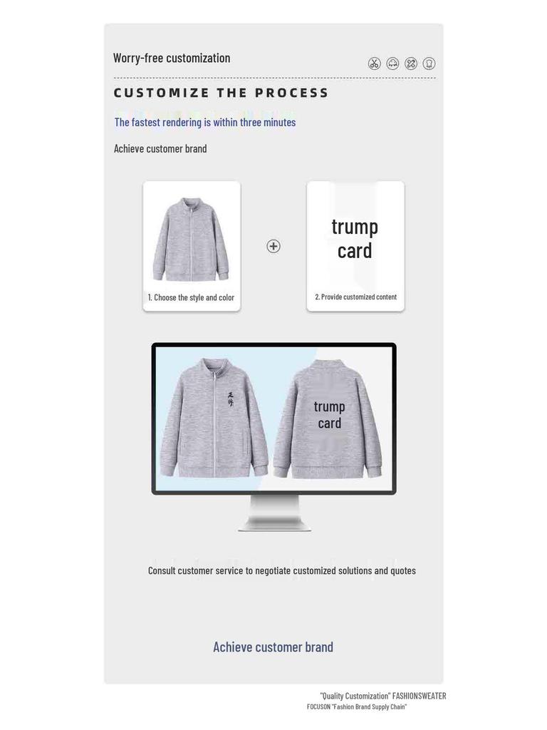 Printed Stand-up Collar Workwear Jacket with Custom Logo