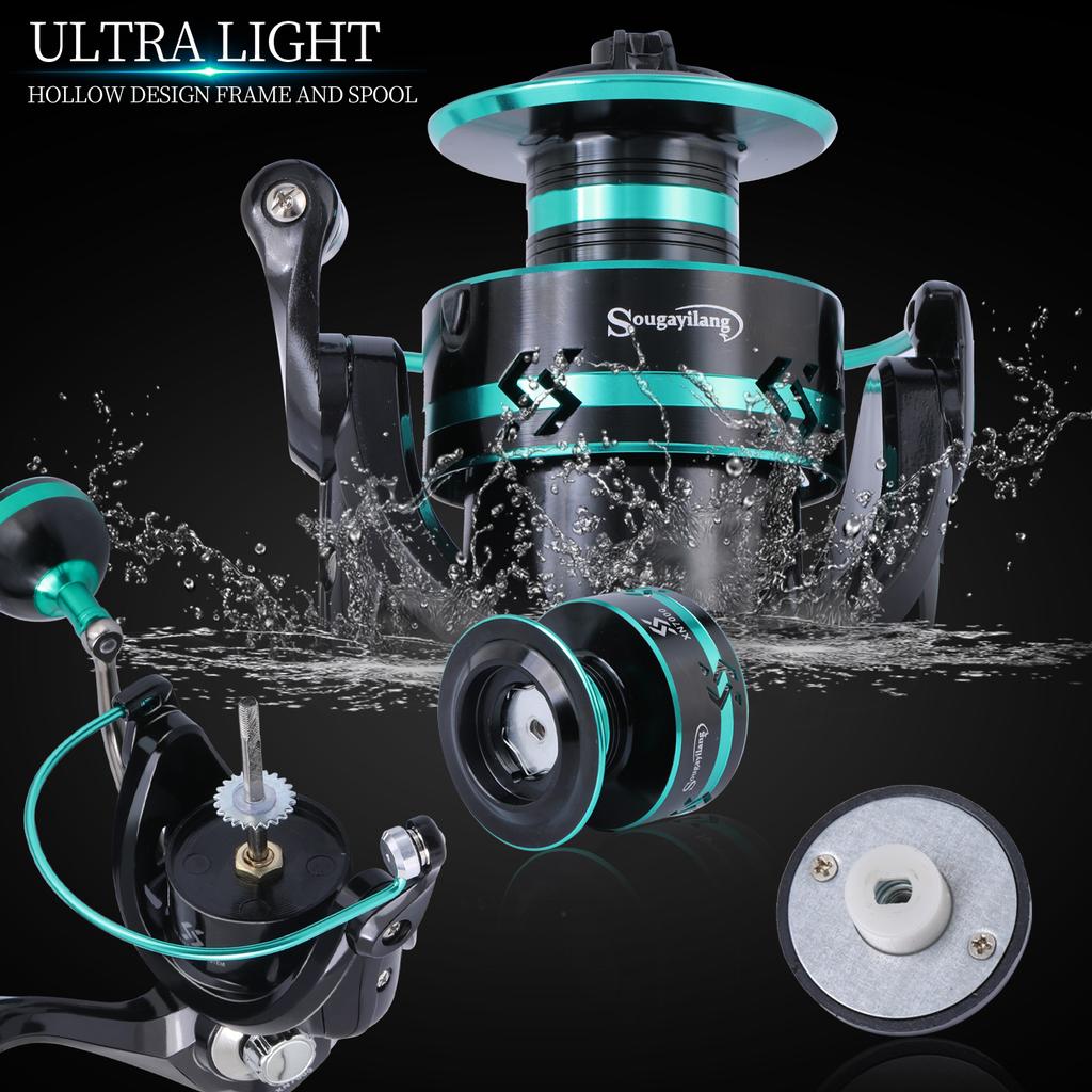 SOUGAYILANG Spinning Fishing Reel 5.0:1 Gear Ratio with Fishing Line Mini Portable Sea Fishing Wheel Travel Outdoors Fishing Reels