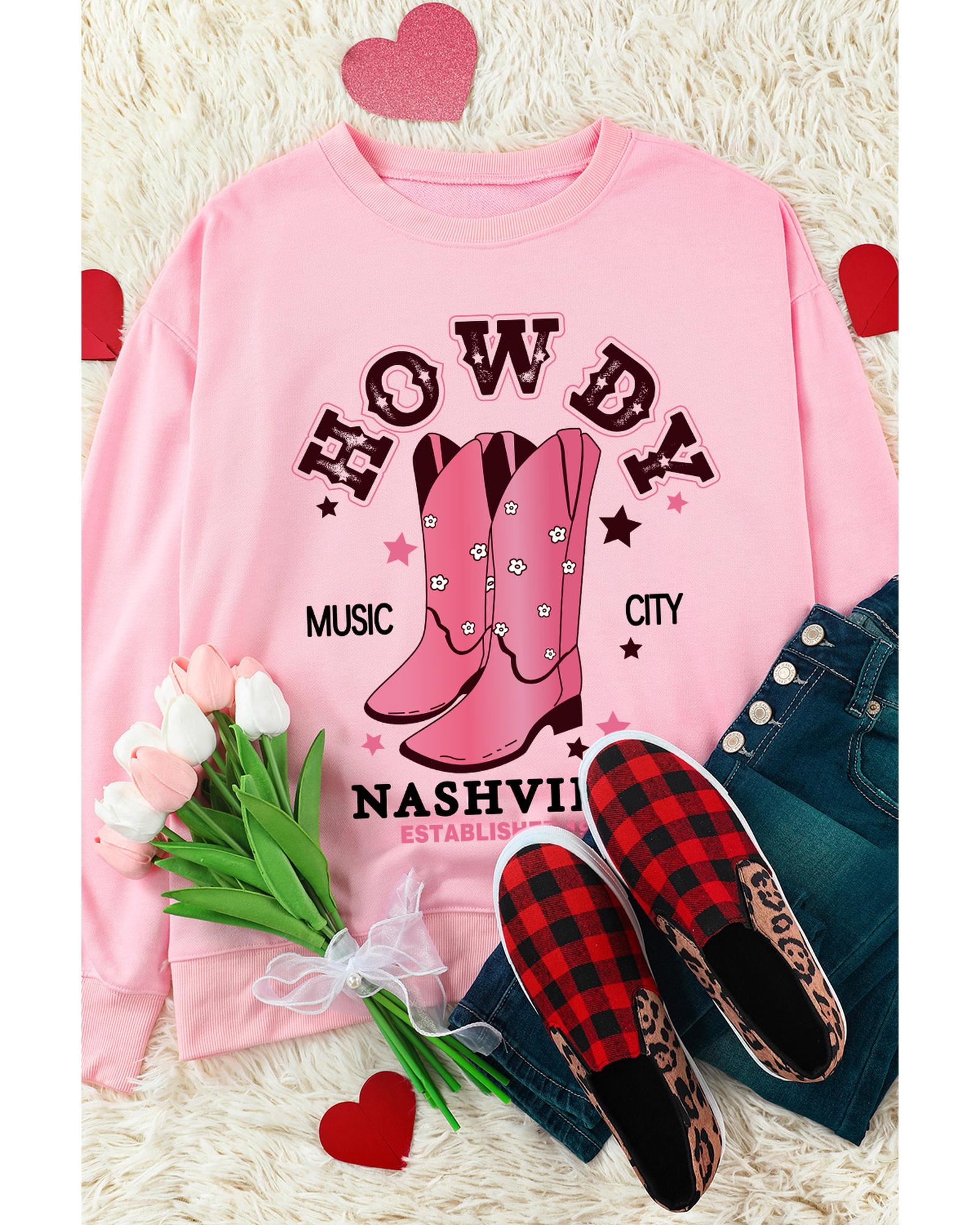 

Azura Exchange NASHVILLE Vintage Western Sweatshirt S рожевий