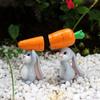 2Pcs/Set Hand-Painted Resin Rabbit Decoration Carrot-Carrying Bunny Statue  Carrot Egg Decoration