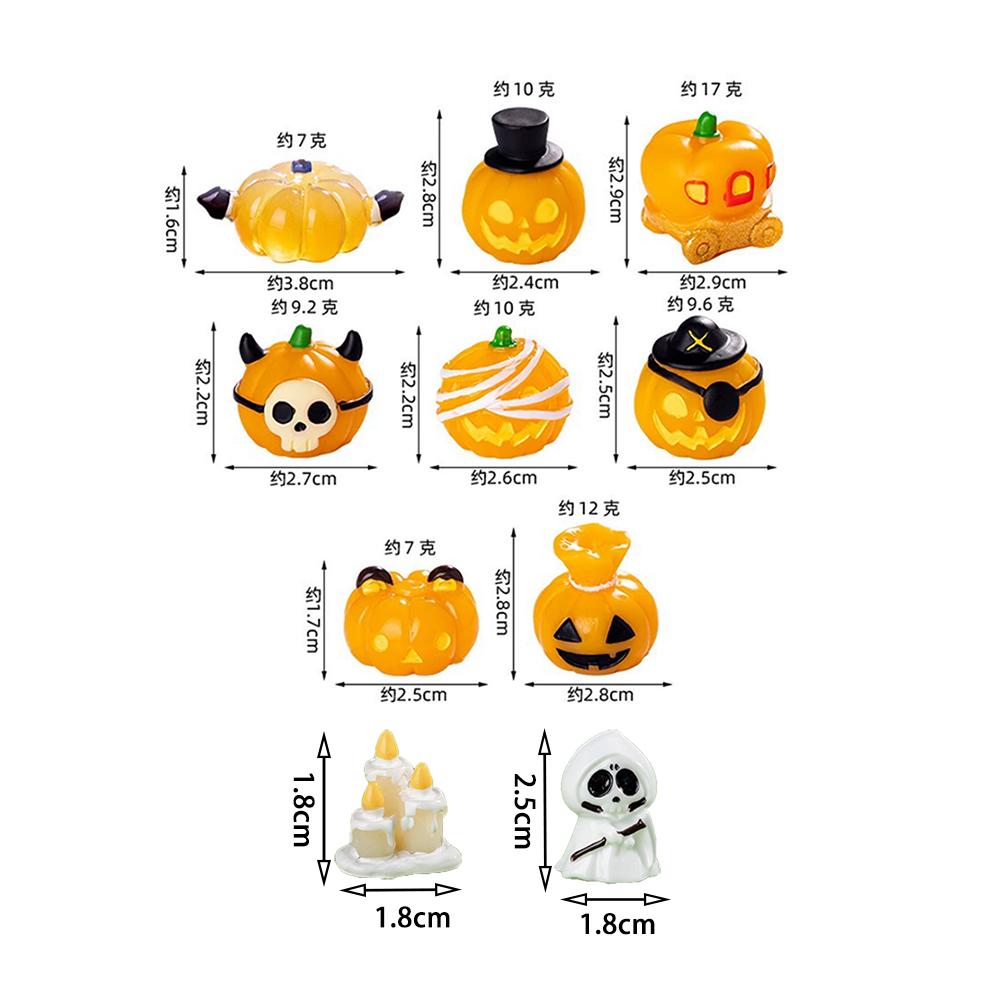10pcs Multicolor Miniature Candle Figurine Halloween Resin Cartoon Pumpkin Statue Car Decoration Ghost Castle Desktop Knick-knac