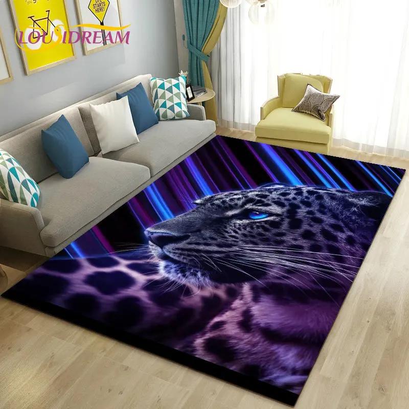 3D Cartoon Dier Luipaard Jachtluipaard Gebiedskleed Tapijt voor Woonkamer Slaapkamer Speelkamer Sofa decoratie huis Antislipkleed Vloermat Zacht