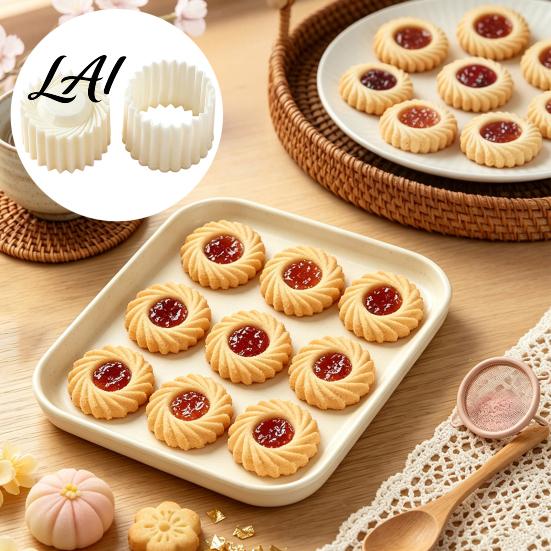 Double-sided Lace Embosser 2-in-1 Round Mooncake Mold Double Ended Pastry Press with Scallop And Home Baking Gadgets Spiral Embossing for DIY Baking,