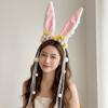Flower Rabbit Hair Band Plush Rabbit Ear Hair Ornament Cute Mid-Autumn Festival Headband  Festival
