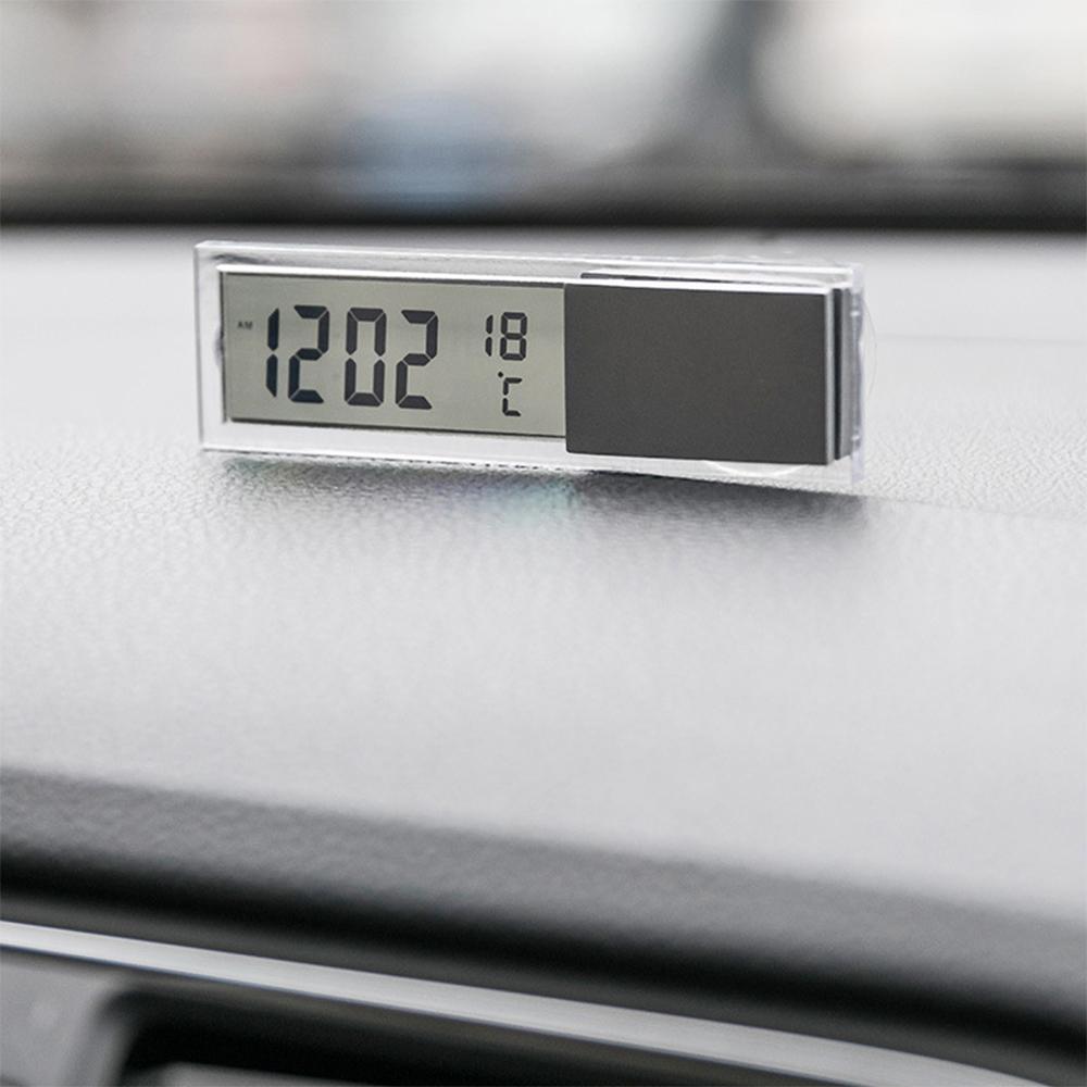 Car Electronic Clock Thermometer LCD Time Temperature 2-in-1 Suction Cup Car Interior Accessories Celsius Fahrenheit Switchable