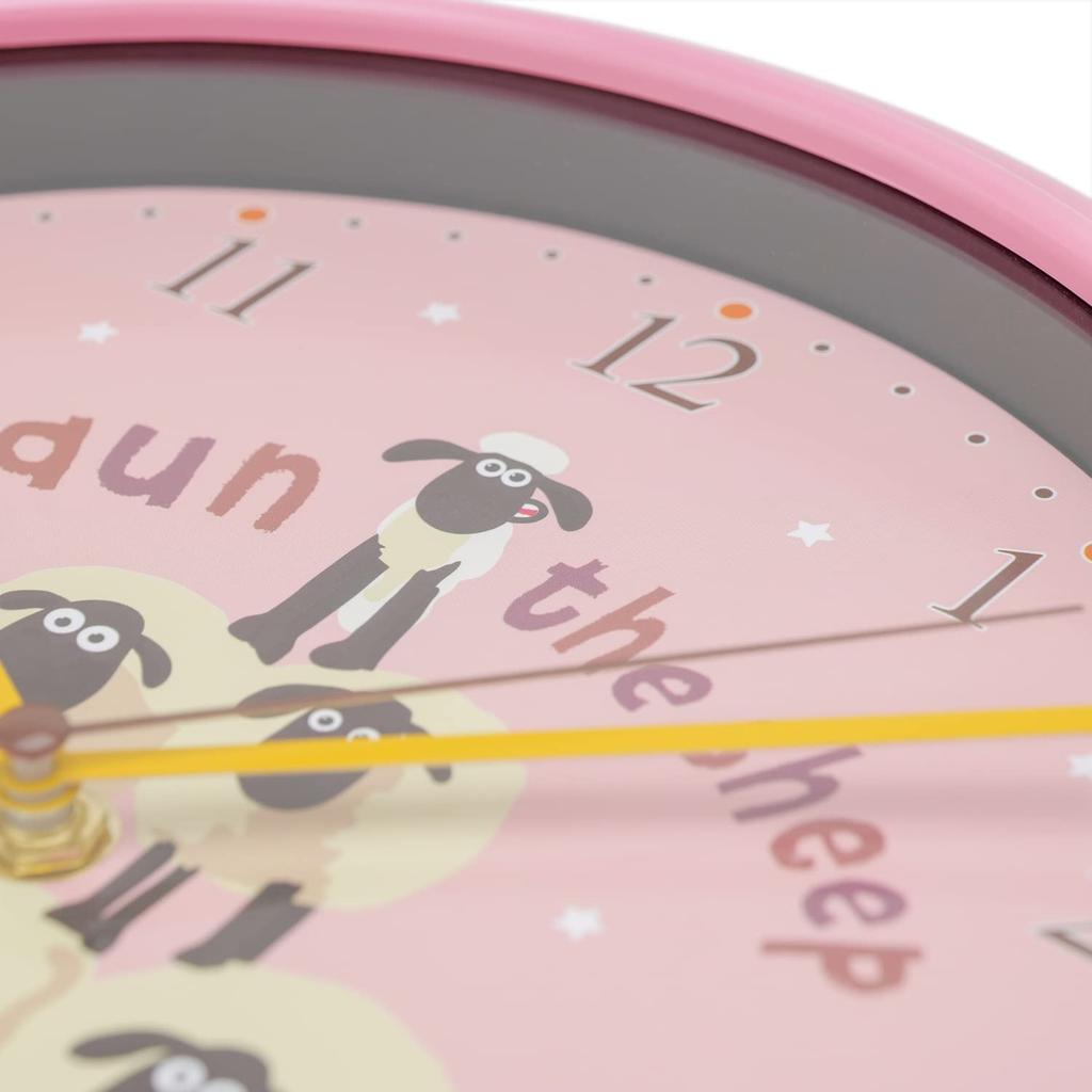 ALIAS Shaun the Sheep Wall Continuous Second 26cm Clock, Analog, Silent, Hand, WC21009SS, Pink,