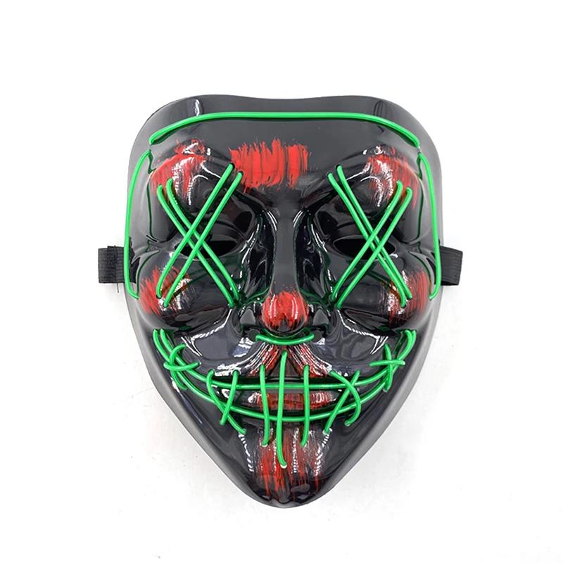 Wireless Scary Glowing Mask LED Luminous Purge Mask Halloween Carnival Light Up Cosplay Party Mask Festival Costume Supplies