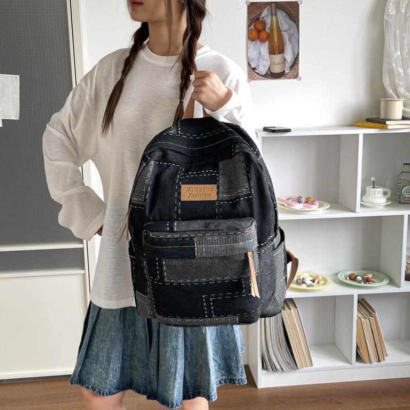Schoolbag Trendy Retro Denim Backpack Male and Female Couples College Students School Bag Leisure Travel Backpack