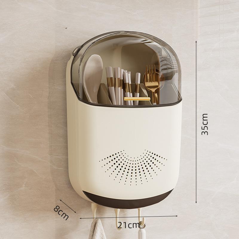 Chopstick HolderKitchen Shelf Without Perforation Spoon Storage Bucket Plastic Wall-mounted Draining