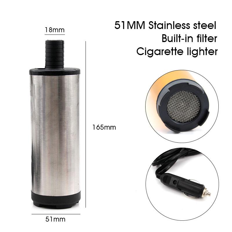 51MM Electric Submersible Pump For Pumping Diesel Oil Water Fuel Transfer Dc 12V 24V Volt Mini Car Kerosene Suction Pump 20L/min