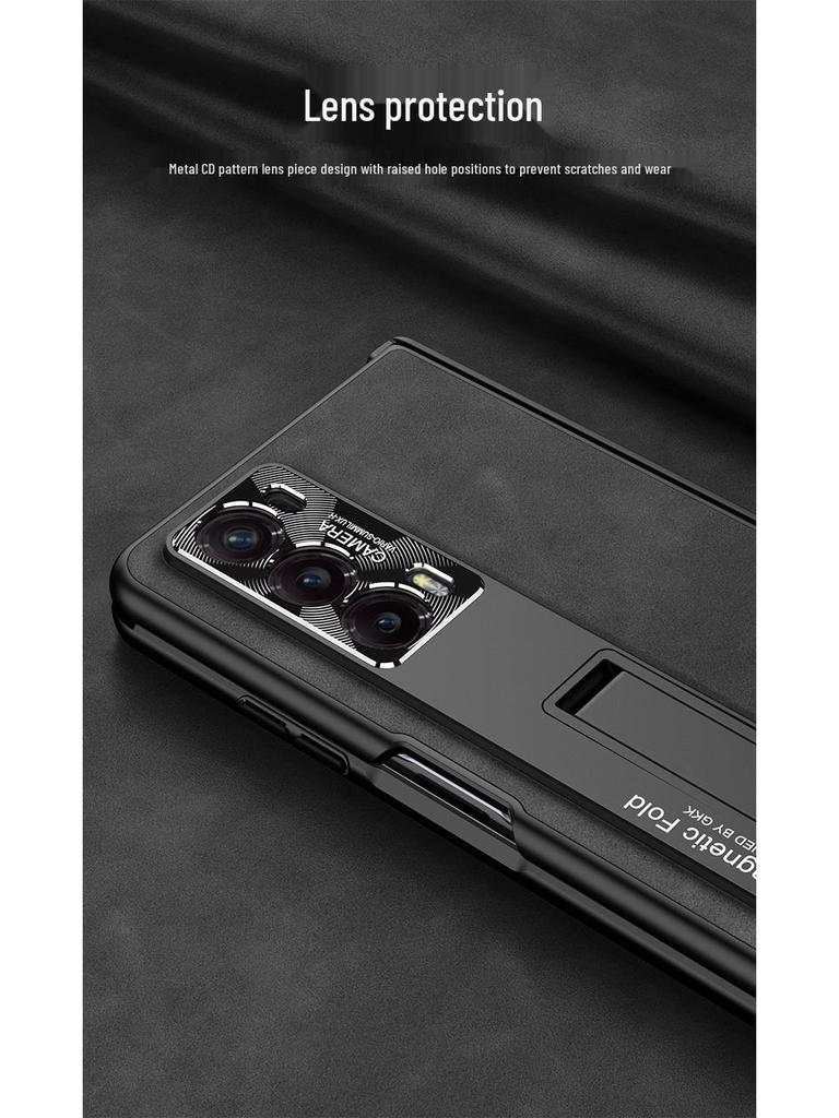 Honor MagicV2 Folding Screen Magnetic Hinge Leather Phone Case - Anti-Fall Full Shell Protection, Fashionable Design