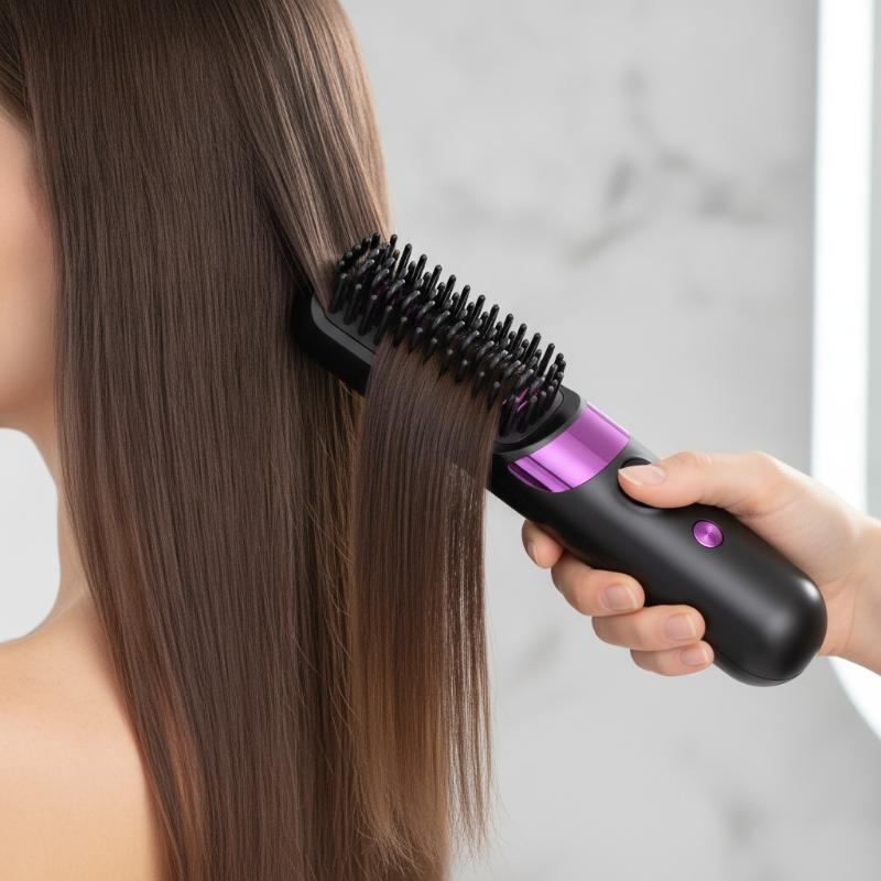 Hair Straightener Brush With Lcd Display Cordless Usb Charging Straightener Portable Mini Straightening Brush For Home Travel
