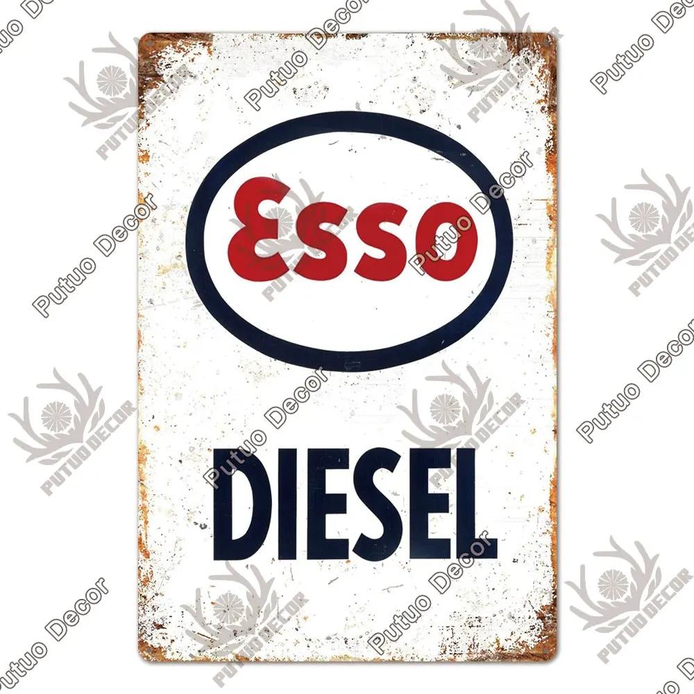 Putuo Decor Gas Oil Garage Vintage Metal Signs Tin Sign Retro Garage Decor Bar Pub Garage Gas Station Decorative Iron Plates