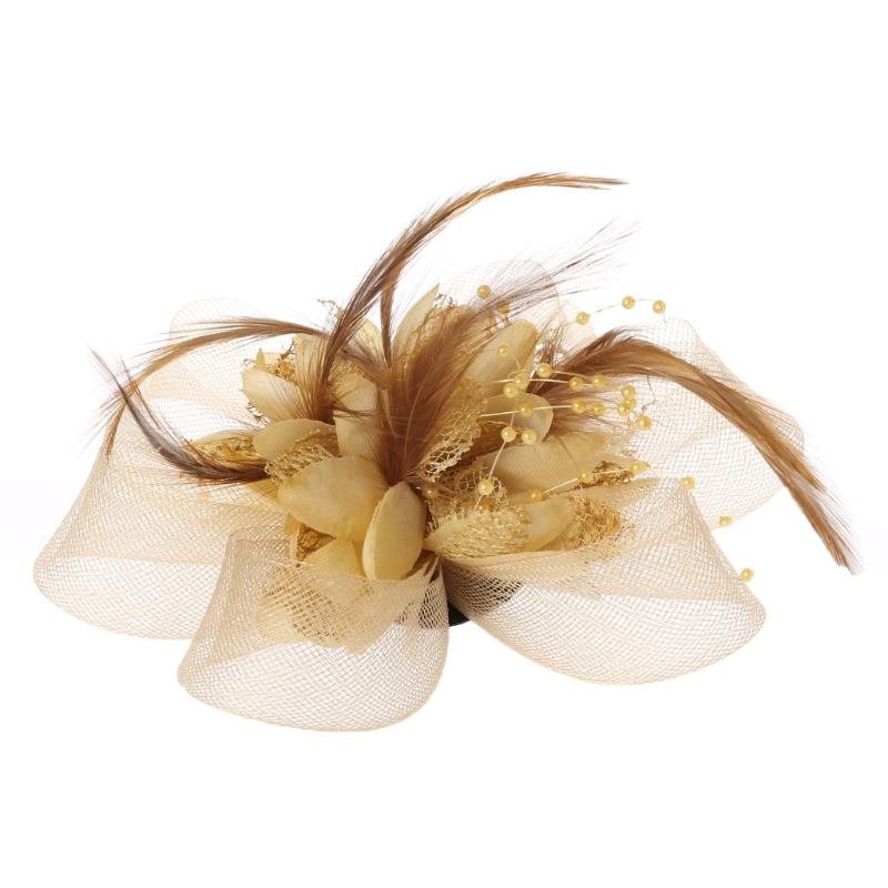 Women's Fashion Flower Feather Bead Corsage Hair Clip Bridal Hairband Brooch Pin Brida Barrettes Hair Accessories Jewelry
