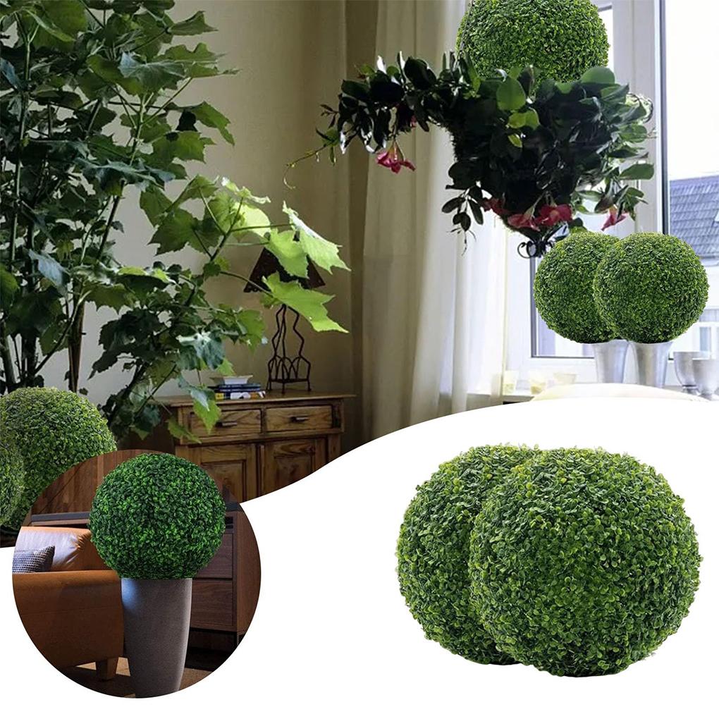 2piece Faux Plant Topiarys Balls For Office Home Garden Balcony Decoration Lifelike Hanging Boxwood