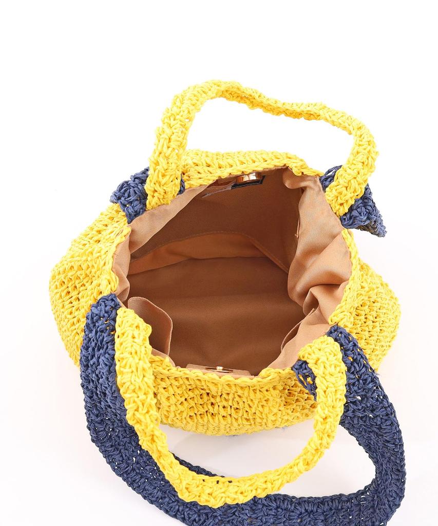 Cuco SMILEY 2-Handle Tucked Basket Shoulder Bag, Women's, Yellow (034)