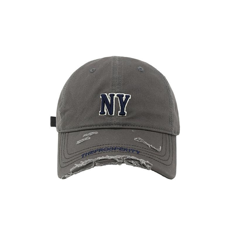 Baseballkappe Damen Original Trendmarke Zerrissene Kante Baseballkappe Paar vielseitige Softtop-Kappe