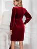 2024 Elegant Velvet Square Neck Slim Fit Dress with Mutton Sleeves for Autumn/Winter