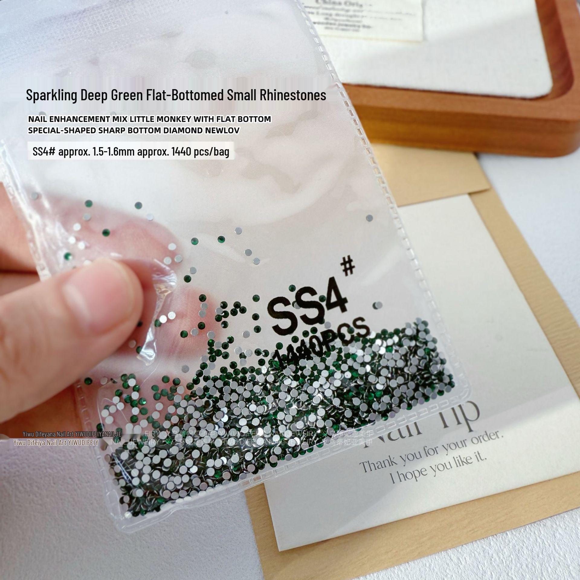 

1440pcs Emerald Dark Green Flat-Back Glass Rhinestones for Nail Art Decorations