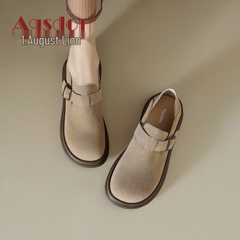 Agsdon Women s Retro Two-Way Suede Mules 37