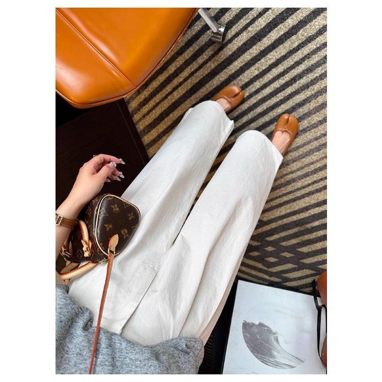 Pantaloni de vară largi cu talie înaltă și picior lat pentru femei scunde, spălați, cu talie înaltă, casual, cu picior drept, pantaloni de lucru