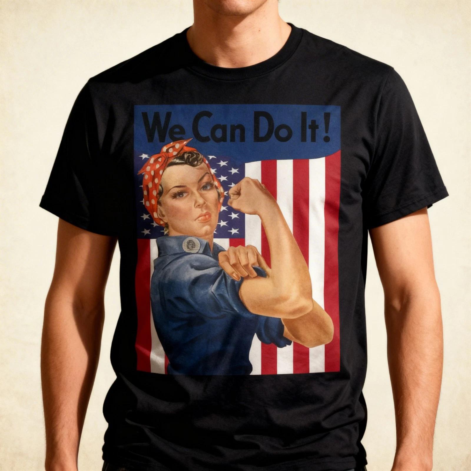 We Can Do It Rosie The Riveter Feminist USA Flag Rosey Rosy T-Shirt S