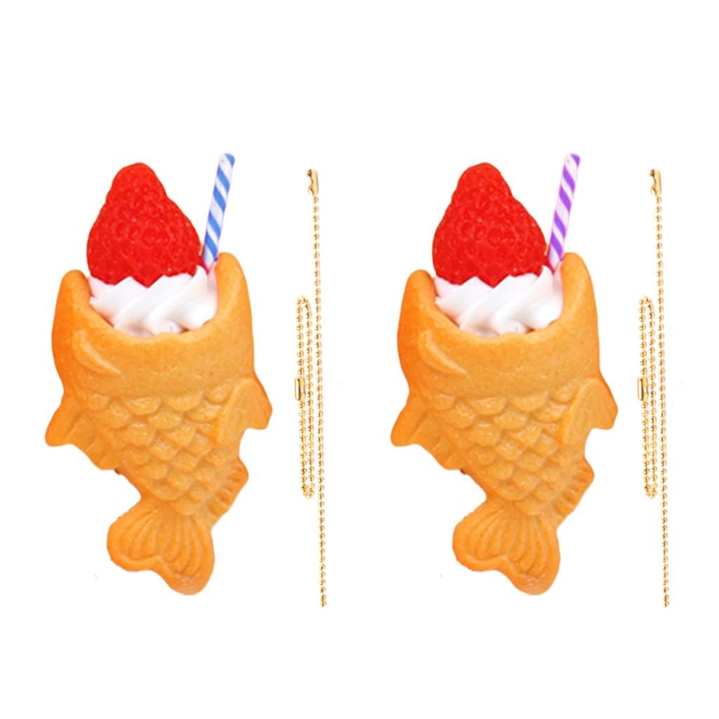 Set of 2 Stylish Faux Food Taiyaki Keyrings Sturdy PVC Fashion Accessory Portable for Anime Fans And Collectors