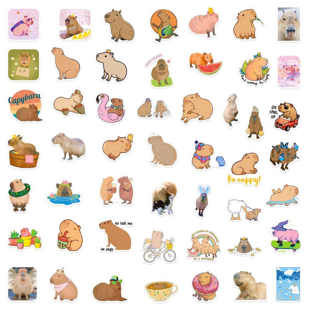 50Pcs Cute Capybara Stickers Notebook Laptop Phone Luggage Skateboard Car Bike Cartoon Brown Animals Sticker For Kids Toy