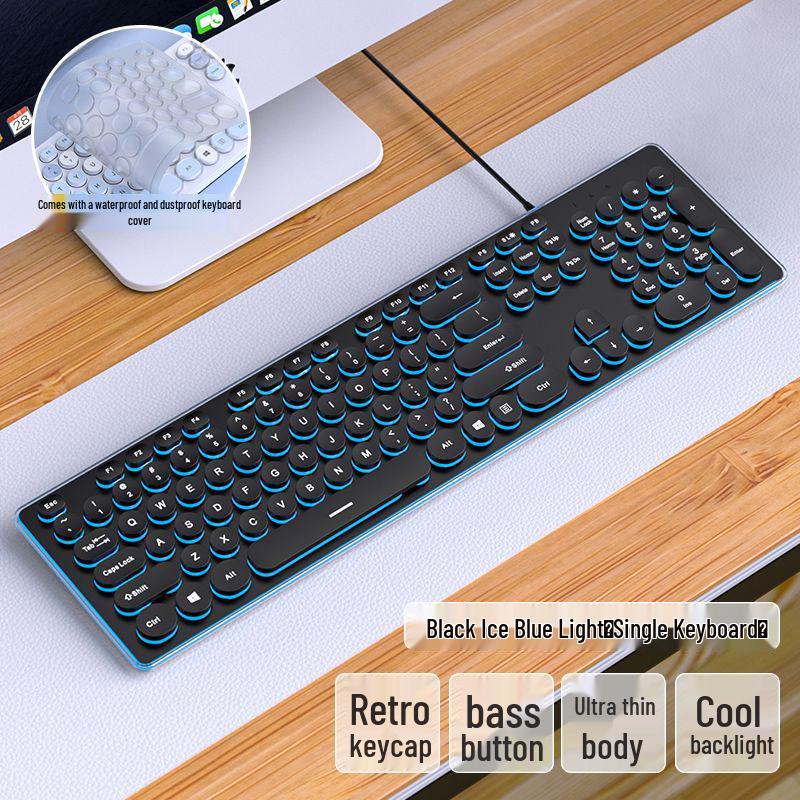 Silent Wired Chocolate Punk Keyboard - USB for Home, Office, Gaming, and Typing