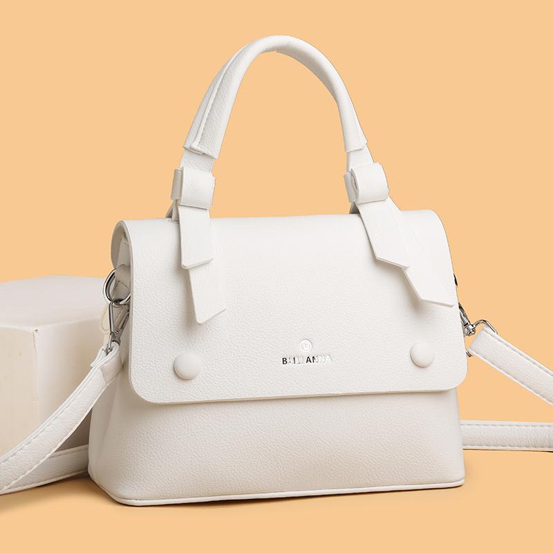 Ladies' Soft Leather Tote Bag, Luxury Designer Handbag, Solid Color Ladies' Shoulder Bag, and Minimalist Crossbody Bag