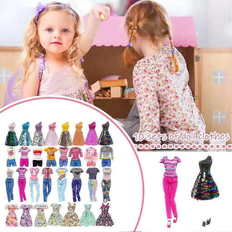 10 Sets Fashion Doll Clothes Shiny Dress For 11.5"-12" Doll Clothes Suit Toy